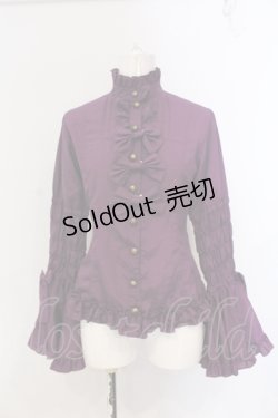 画像1: metamorphose / シャーリング姫袖ブラウス（梨地）  パープル O-25-06-26-023-ME-BL-IG-OS