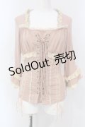 Ozz oneste / レースアップスクエアネックトップス  ピンク×生成り O-25-06-26-025-OO-TO-IG-OS