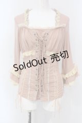 Ozz oneste / レースアップスクエアネックトップス  ピンク×生成り O-25-06-26-025-OO-TO-IG-OS