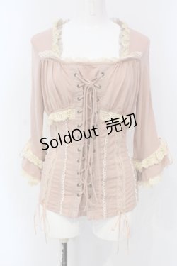 画像1: Ozz oneste / レースアップスクエアネックトップス  ピンク×生成り O-25-06-26-025-OO-TO-IG-OS