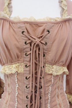 画像2: Ozz oneste / レースアップスクエアネックトップス  ピンク×生成り O-25-06-26-025-OO-TO-IG-OS