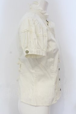 画像3: Victorian maiden / レースリボン付スタンドカラーパフスリーブブラウス  キナリ O-25-06-28-031-CL-BL-OW-OS