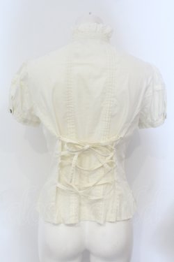 画像4: Victorian maiden / レースリボン付スタンドカラーパフスリーブブラウス  キナリ O-25-06-28-031-CL-BL-OW-OS