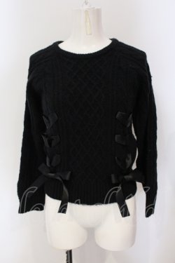 画像1: Ank Rouge / スピンドルニットトップス M クロ O-25-06-28-038-CA-TO-OW-OS