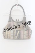TELLME / 本棚柄 あおりがま口バッグ  ブラウン O-25-06-28-043-LO-BG-IG-OS