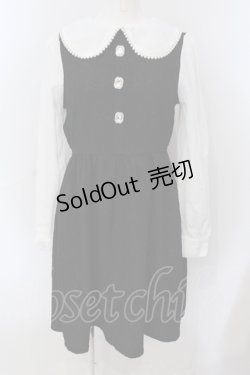 画像1: Ank Rouge / ジャガード丸襟ワンピース M クロ×シロ O-25-06-28-045-CA-OP-OW-OS