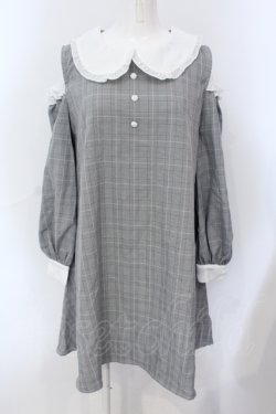 画像1: Ank Rouge / グレンチェックオフショルワンピース M グレー O-25-06-28-048-CA-OP-OW-OS