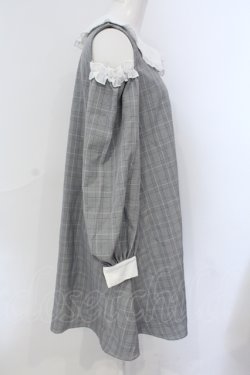 画像2: Ank Rouge / グレンチェックオフショルワンピース M グレー O-25-06-28-048-CA-OP-OW-OS