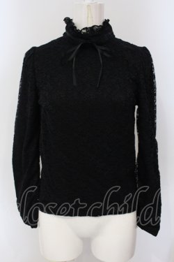 画像1: Ank Rouge / ハイネックレーストップス M クロ O-25-06-28-057-CA-TO-OW-OS