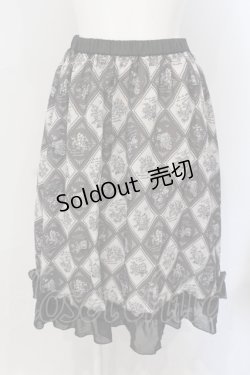 画像1: axes femme / アーガイル裾フリルスカート M グレー O-25-06-28-059-AX-SK-OW-ZT164