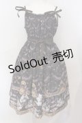 Enchantlic Enchantilly / すみれのお茶会ティアードジャンパースカート L アンティークブラック O-25-06-28-005-LO-OP-IG-OS
