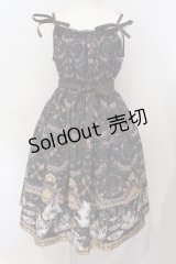 Enchantlic Enchantilly / すみれのお茶会ティアードジャンパースカート L アンティークブラック O-25-06-28-005-LO-OP-IG-OS