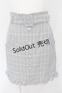 Ank Rouge / ベルト付きフリルポケットチェックスカート M グレー O-25-06-28-062-CA-SK-OW-OS