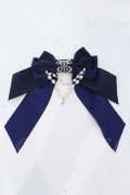 Enchantlic Enchantilly / ロゴ刺繍パールリボンブローチ  ネイビー O-25-06-28-071-LO-ZA-IG-OS