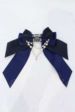 画像1: Enchantlic Enchantilly / ロゴ刺繍パールリボンブローチ  ネイビー O-25-06-28-071-LO-ZA-IG-OS