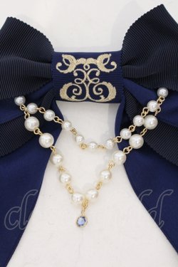 画像2: Enchantlic Enchantilly / ロゴ刺繍パールリボンブローチ  ネイビー O-25-06-28-071-LO-ZA-IG-OS