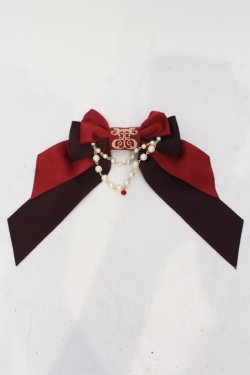 画像1: Enchantlic Enchantilly / ロゴ刺繍パールリボンブローチ  ボルドー O-25-06-28-072-LO-ZA-IG-OS
