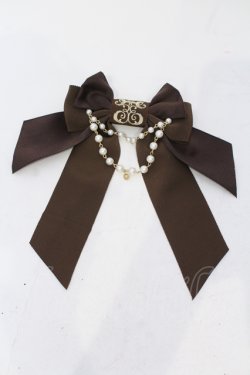 画像1: Enchantlic Enchantilly / ロゴ刺繍パールリボンブローチ  ブラウン O-25-06-28-073-LO-ZA-IG-OS