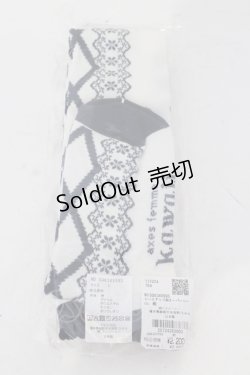 画像2: axes femme kawaii / レースアップ柄オーバーニー  シロ×ネイビー O-25-06-28-079-AX-ZA-IG-ZT0709