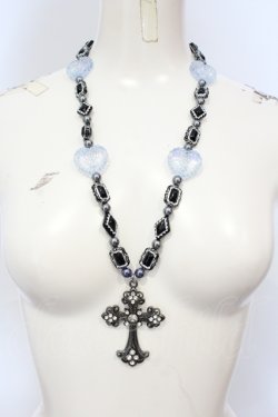 画像1: Estrellas / cross beads necklace ネックレス  ブラック×シルバー O-25-06-28-085-EL-AC-IG-OS