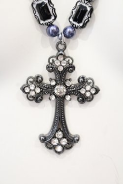 画像2: Estrellas / cross beads necklace ネックレス  ブラック×シルバー O-25-06-28-085-EL-AC-IG-OS