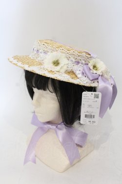 画像1: Chalmiere / フラワーサマーハット  ナチュラル×ラベンダー O-25-06-28-087-LO-AC-IG-OS