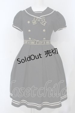 画像1: LIEF / ゴールド刺 リボンセーラーワンピース M クロ O-25-06-28-012-LO-OP-OW-ZS