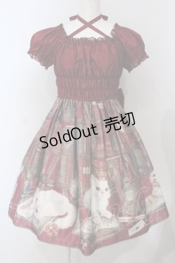 画像1: Enchantlic Enchantilly / Queen Cat〜秘密の書斎〜ワンピース  ワイン O-25-06-28-018-LO-OP-OW-OS