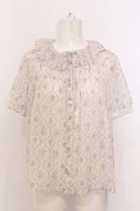 axes femme / ギャザーデザイン半袖ブラウス M アイボリー O-25-06-30-037-AX-BL-IG-OS