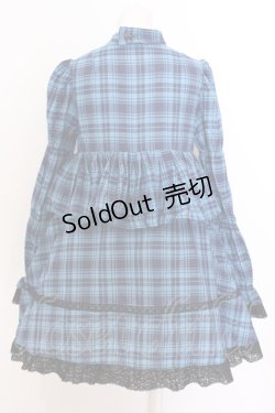 画像3: HEENIE HEENIE / 裾レースリボンフリルミニワンピース  ブルー×ブルーチェックリボン O-25-06-30-049-LO-OP-OW-OS