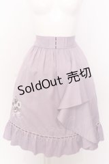 axes femme POETIQUE / パンジー刺繍ラッフルスカート M ラベンダー O-25-06-30-057-AX-SK-IG-ZT052
