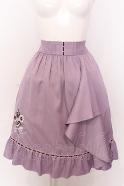 画像1: axes femme POETIQUE / パンジー刺繍ラッフルスカート M ラベンダー O-25-06-30-057-AX-SK-IG-OS