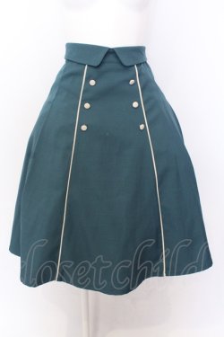 画像1: F i.n.t / ダブル釦配色タックスカート  グリーン O-25-06-30-058-CA-SK-IG-OS