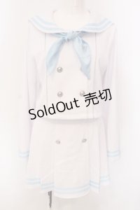 Amilige / セーラーセットアップ  シロ×サックス O-25-06-30-069-PU-OP-IG-OS