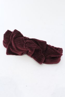 画像1: MARBLE / コーデュロイ風リボンヘアバンド  ワイン O-25-06-30-1007-GO-AC-OW-OS
