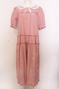 PINK HOUSE / ローン襟付きストライプミディワンピース  アカ×シロ O-25-06-30-008-LO-OP-IG-OS