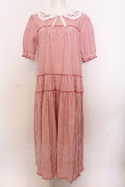 画像1: PINK HOUSE / ローン襟付きストライプミディワンピース  アカ×シロ O-25-06-30-008-LO-OP-IG-OS