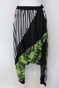 SUPER LOVERS / 継ぎ接ぎサルエルパンツ  ブラック×グリーン×ホワイト O-25-06-30-080-PU-PA-IG-OS