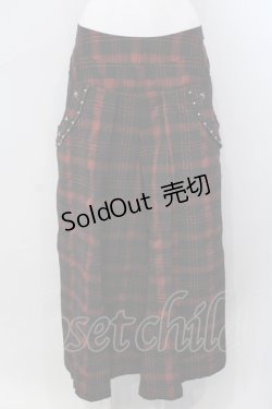 画像1: SEX POT ReVeNGe / チェックハイウエストワイドパンツ  レッド×ブラック O-25-06-30-082-SP-PA-IG-OS