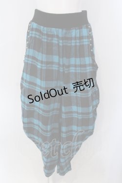 画像1: SEX POT ReVeNGe / チェックスタッズサルエルパンツ  ブルー×ブラック O-25-06-30-083-SP-PA-IG-ZY