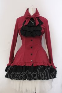 MARBLE / ゴシック調ダイヤカットタイ付きブラウス型ワンピース  ワイン O-25-06-30-090-GO-OP-OW-OS