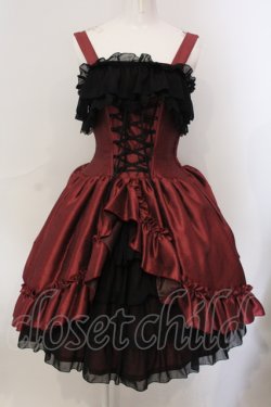 画像1: ATELIER PIERROT / ロングコルセットワンピース  ワイン×ブラック O-25-06-30-091-EL-OP-OW-OS