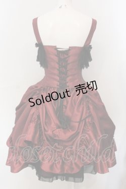 画像4: ATELIER PIERROT / ロングコルセットワンピース  ワイン×ブラック O-25-06-30-091-EL-OP-OW-OS
