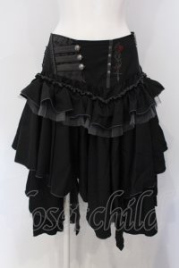 Ozz oneste / 薔薇刺繍アシメスカート  ブラック O-25-06-30-101-OO-SK-OW-OS