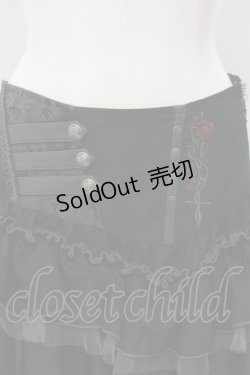 画像2: Ozz oneste / 薔薇刺繍アシメスカート  ブラック O-25-06-30-101-OO-SK-OW-OS