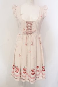 Ank Rouge / カップケーキプリントワンピース M ピンク O-25-06-30-105-CA-OP-OW-OS
