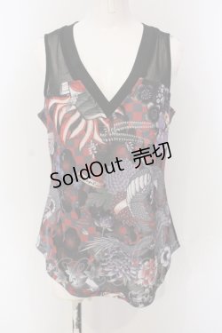 画像1: Qutie Frash / Vネックタンク  ブラック O-25-06-30-106-QU-TO-OW-OS