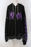 PSYNYXX / 魔法陣パーカー（ツノ無し）  ブラック×パープル O-25-06-30-111-LO-TO-IG-OS