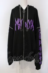 PSYNYXX / 魔法陣パーカー（ツノ無し）  ブラック×パープル O-25-06-30-111-LO-TO-IG-OS