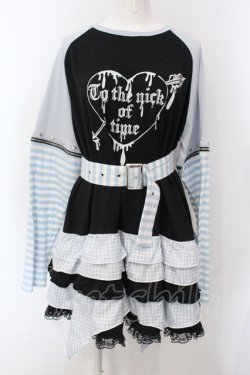 画像1: Jamieエーエヌケー / ボーダー切り替えロンTEワンピース  クロ×サックス O-25-06-30-112-LO-OP-IG-OS